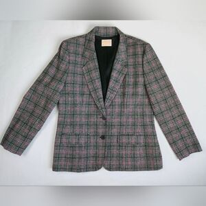 Pendleton Black Purple Tartan Plaid Blazer Wool Jacket USA Women's Medium